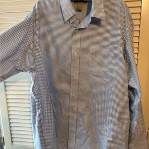 Duluth Trading Co Blue & White Check Plaid Dress Shirt